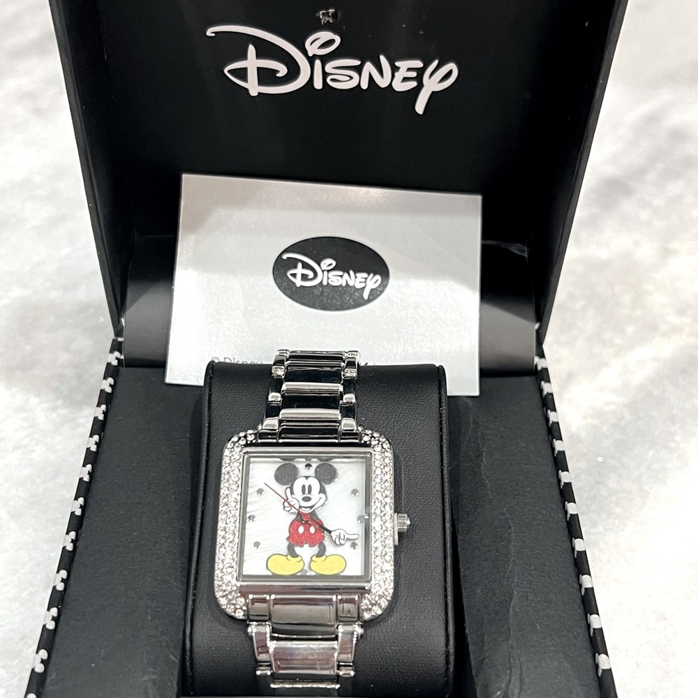 DISNEY Women’s Mickey Mouse Crystal Embellished Silvertone Watch - Picture 2 of 11